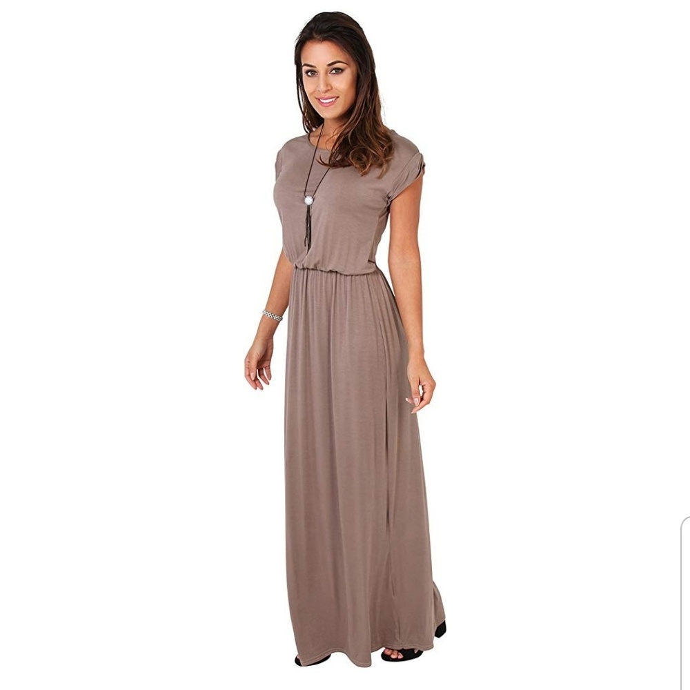 NWOT Maxi Dress | Mocha High Waisted Short Sleeve